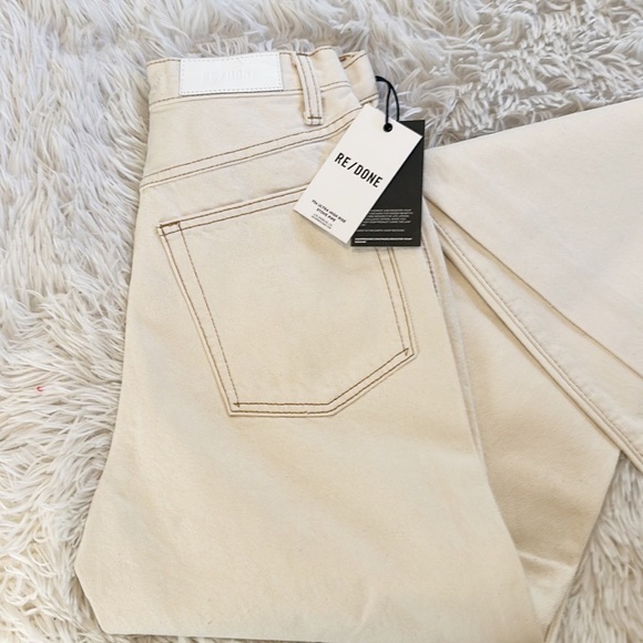 NWT $295 REDONE 70’s Ultra High Rise Wide Leg Birch white denim jeans women 32 - Picture 6 of 8